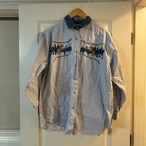 Quizz Again Vintage Long Sleeve Button Up (M)